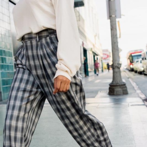 NWT URBAN OUTFITTERS High Rise Plaid Pants L - Picture 2 of 9
